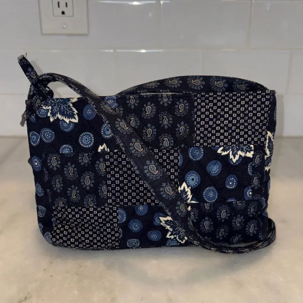 Vera Bradley Vintage Purse Blue Coin Quilted Crossbody Bag Purse Retired Y2K